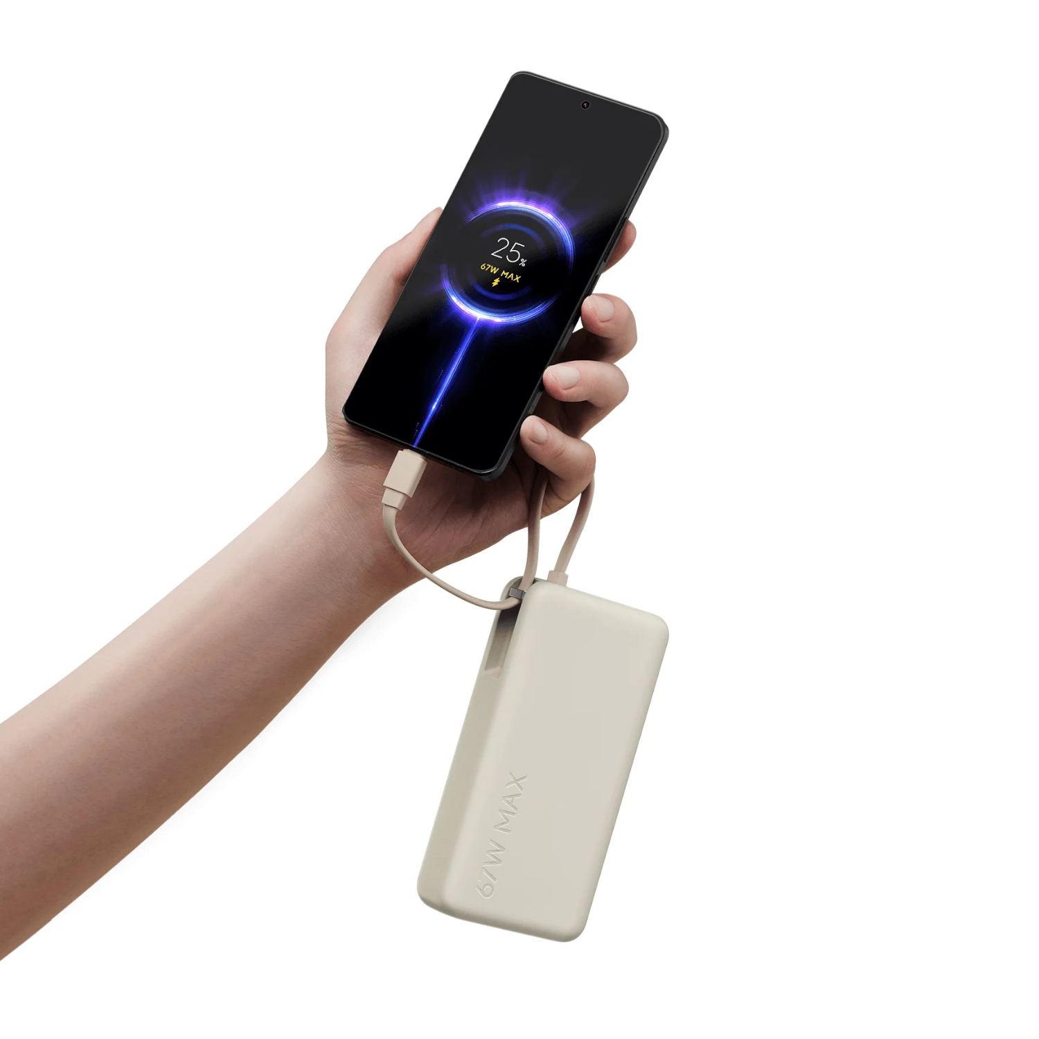 Xiaomi 67W Power Bank 20000mAh (Integrated Cable) - Tan - Image 2